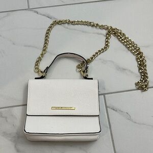 White Steve Madden Women's Mini Crossbody Bag with Gold Chain